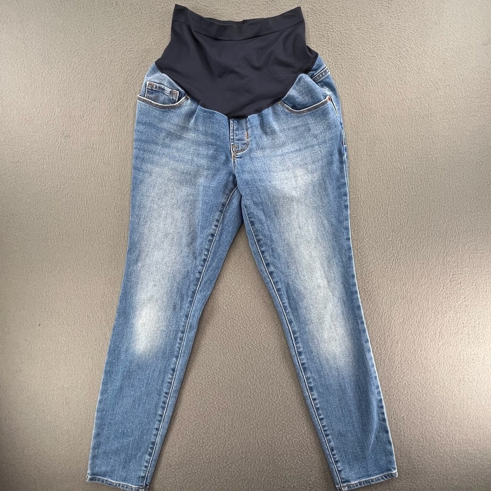 Old Navy Women Maternity Skinny Jeans Cotton Blend 4 Short Full Panel Blue Denim